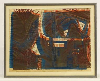 Ben Nicholson (English 1894-1982): Ben Nicholson (English 1984-1982), Abstract, wood cut. Signed in pencil "Nicholson '37". Sight 16" x 21". Some wrinkling.