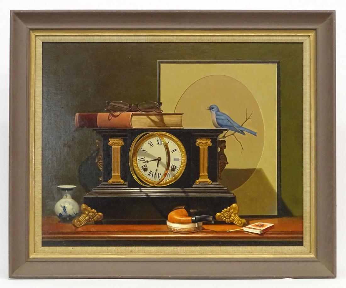 Mario Castro (1916-2010): Mario Casto (New York 1916-2010), "Time To Unwind". Oil on panel. 22" x 28".