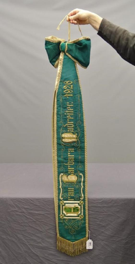 1926 Catholic Sash: 1926 Catholic sash. Gold colored embroidery and tassels.