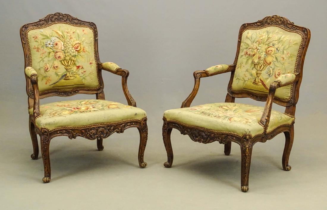 Pair French Needlepoint Chairs (1 of 9)