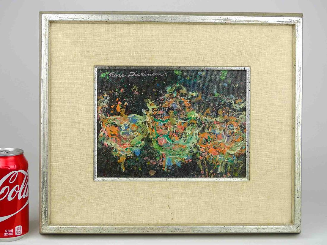 Ross Dickinson (Ca. 1903-1978): Ross Dickinson (Ca. 1903-1978), "The Ballet Folklorico / de Mexico". Oil on panel. Signed front and back. 6 1/2" x 8 1/2".