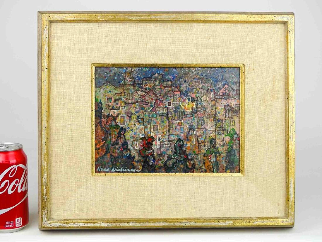 Ross Dickinson (Ca. 1903-1978): Ross Dickinson (Ca. 1903-1978), "Podacta at Queretaro". Oil on panel. Signed front and back. 6 1/2" x 8 1/2".