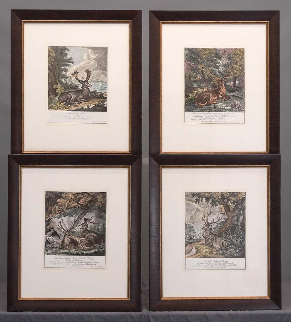 Johann Elias Ridinger, Four Etchings Of Stags (1 of 9)