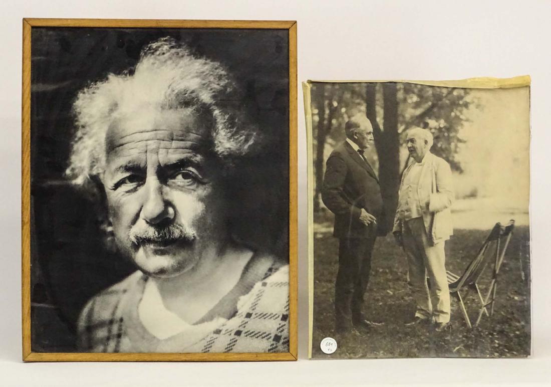 Photograph Lot Of Einstein, Edison & Firestone: Lot including photograph of Einstein (overall 21" x 17"), photograph of Edison & Firestone (17" x 14").