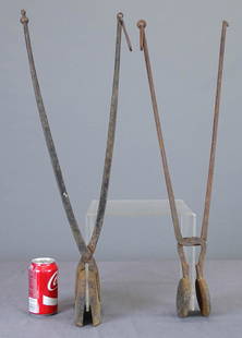 Waffle Irons: Lot (2) 19th c. waffle irons. Approx. 27" L..