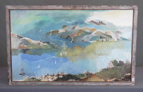 Pankin (20th Century): Pankin (20th Century), California Coastline, oil on board. Signed and dated LRC "Pankin '57". 29" x 47 1/2".