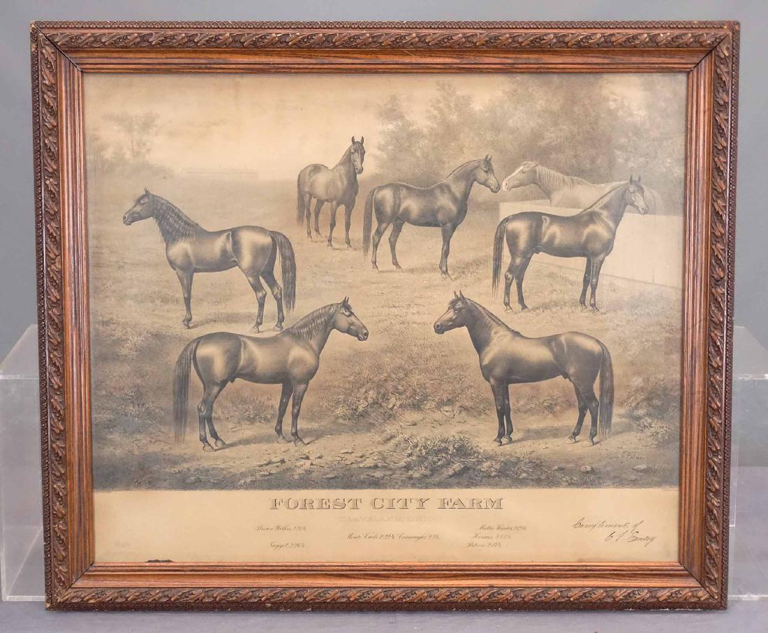 C. 1900 Horse Racing Farm Lithograph (1 of 3)