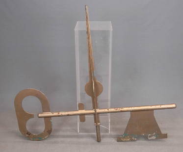 Locksmiths Key Trade Sign: Early iron locksmiths key trade sign. Old paint surface. 55" x 48".