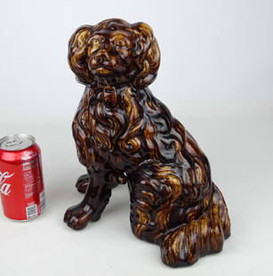 19th c. Rockingham Glaze Spaniel: 19th c. Rockingham glaze spaniel. Scarce large size. 12" Ht..