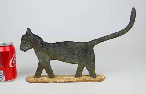 Cat Bootscraper: C.1900 cast iron cat bootscraper. Reference: Folk Art In American Life, Bishop & Atkins, p. 89. 15" x 9 1/2".