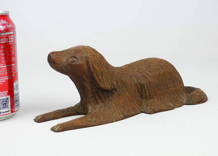 Folk Art Carved Dog: 19th c. folk art carved dog. 9" L..