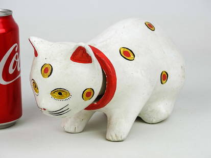 Cat Nodder: Early 20th c. chalkware cat nodder. 8" L..