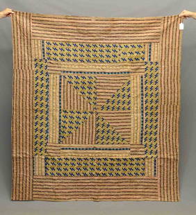 C. 1850's English Quilt: C. 1850's English pinwheels quilt. 70" x 80"