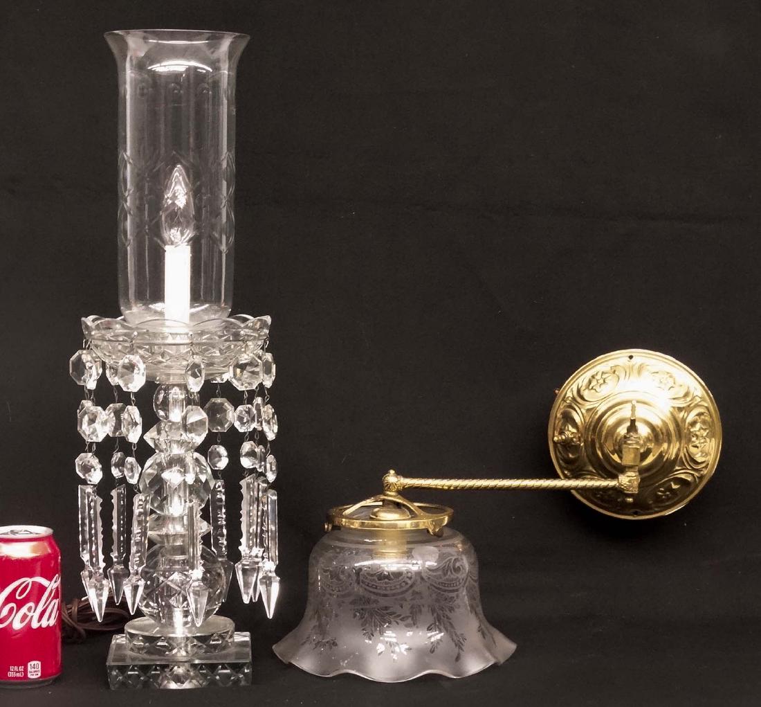 Lighting Lot: Lot including vintage prism lamp and sconce.