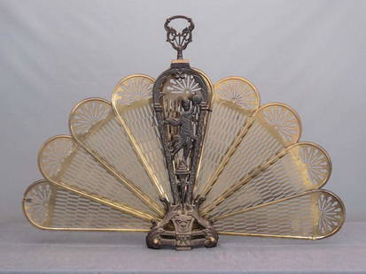 Fireplace Fan Screen: Vintage fireplace fan screen. 33" Ht..