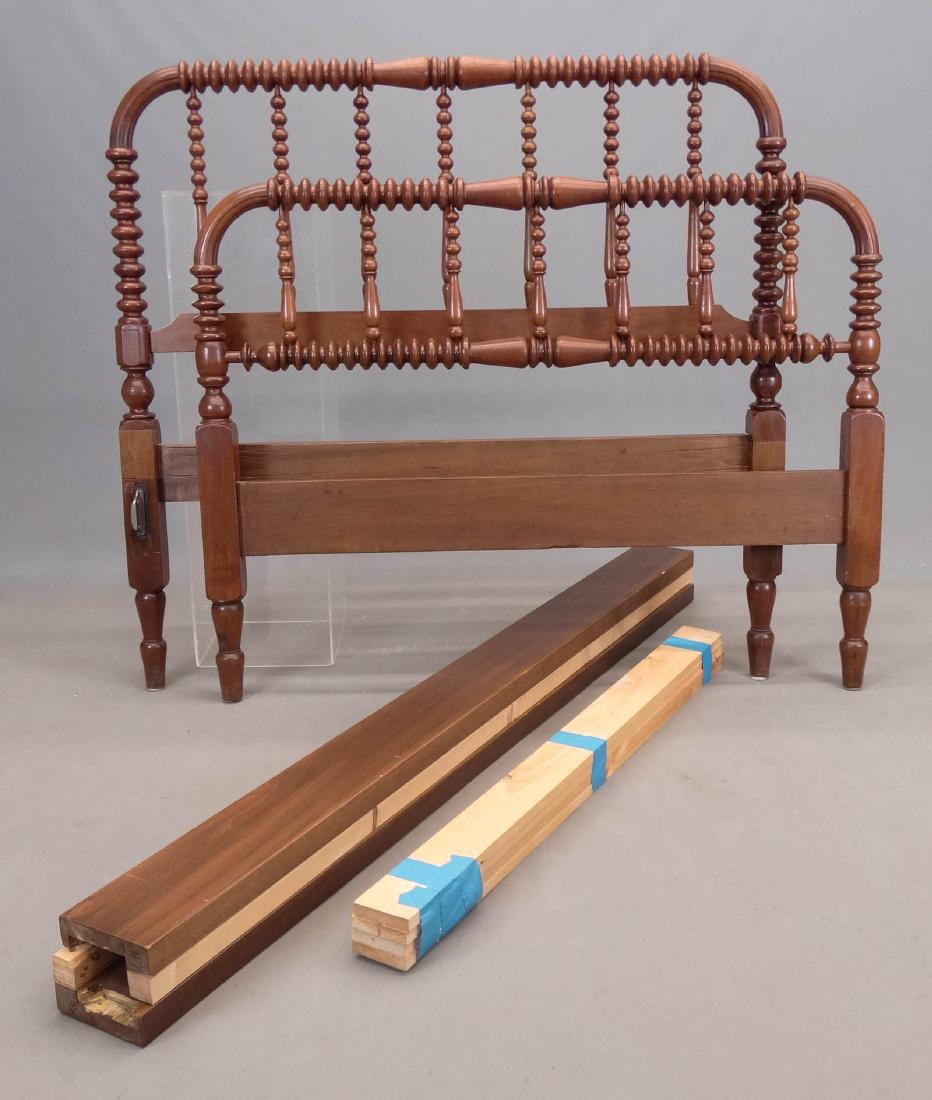 Victorian Spindle Bed: Victorian spindle bed. Comes with custom rails. Headboard 53" x 52", rails 77" rails. Can take full box spring with Queen mattress on top.