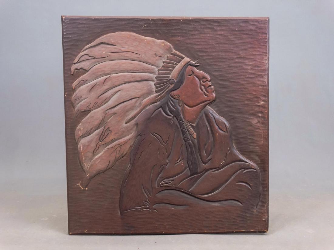 Carved Plaque With Native American (1 of 3)