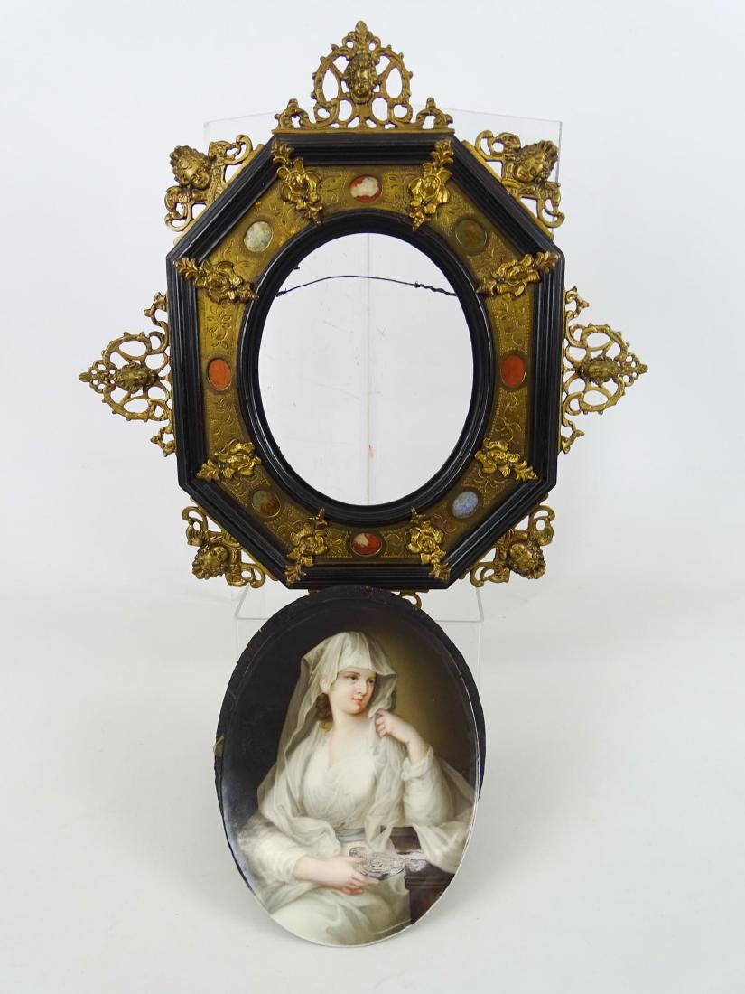 KPM Style Plaque: Early KPM style porcelain plaque (7 3/4" x 5 3/4", has some damage), with original high quality frame.