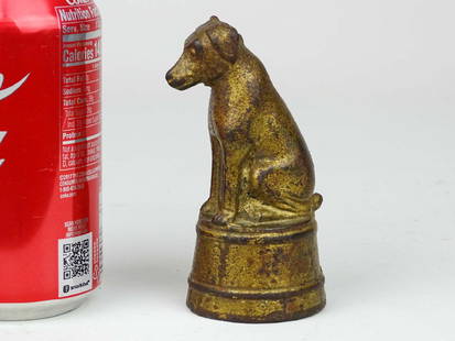 Still Bank: Dog on Circus Barrel cast iron still bank. A. C. Williams C. 1920's. 4 1/4" Ht..