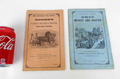Trade Catalogs: Lot (2) scarce 1866 trade catalogs for Dodge & Stevenson MFG. Co., Auburn N.Y.. Patent Reaper & Mower. 9" x 5 1/2".
