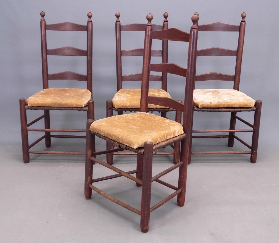 Set Of Four 19th c. Ladderback Chairs (1 of 9)