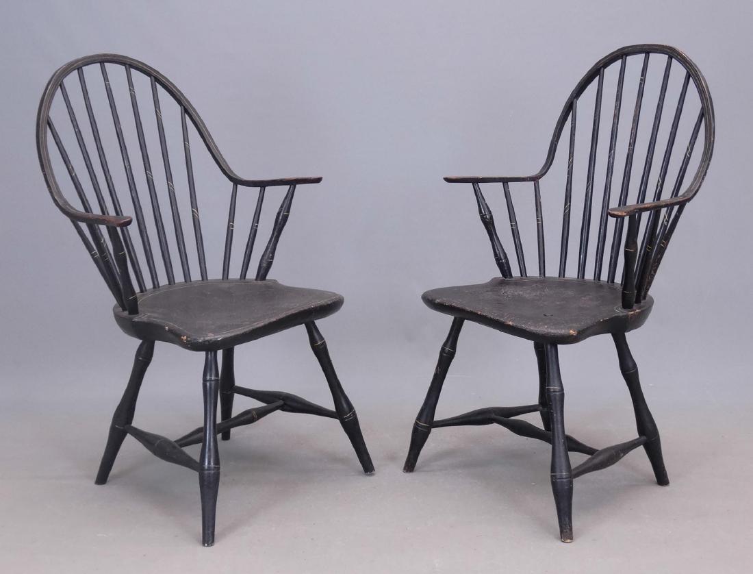 Pair 18th c. Windsor Armchairs (1 of 5)