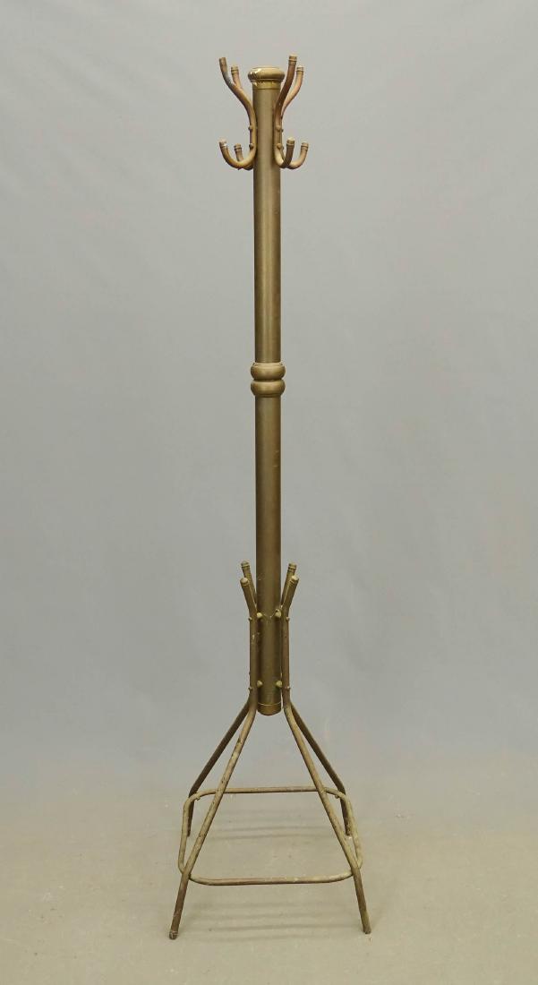 Coat Rack: C. 1900's brass coat rack. 67" Ht..
