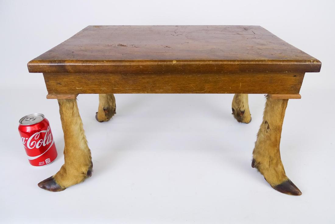 Deer Hoof Stool: C. 1900's deer hoof stool. 20 1/2" x 14 1/2" x 12" Ht..