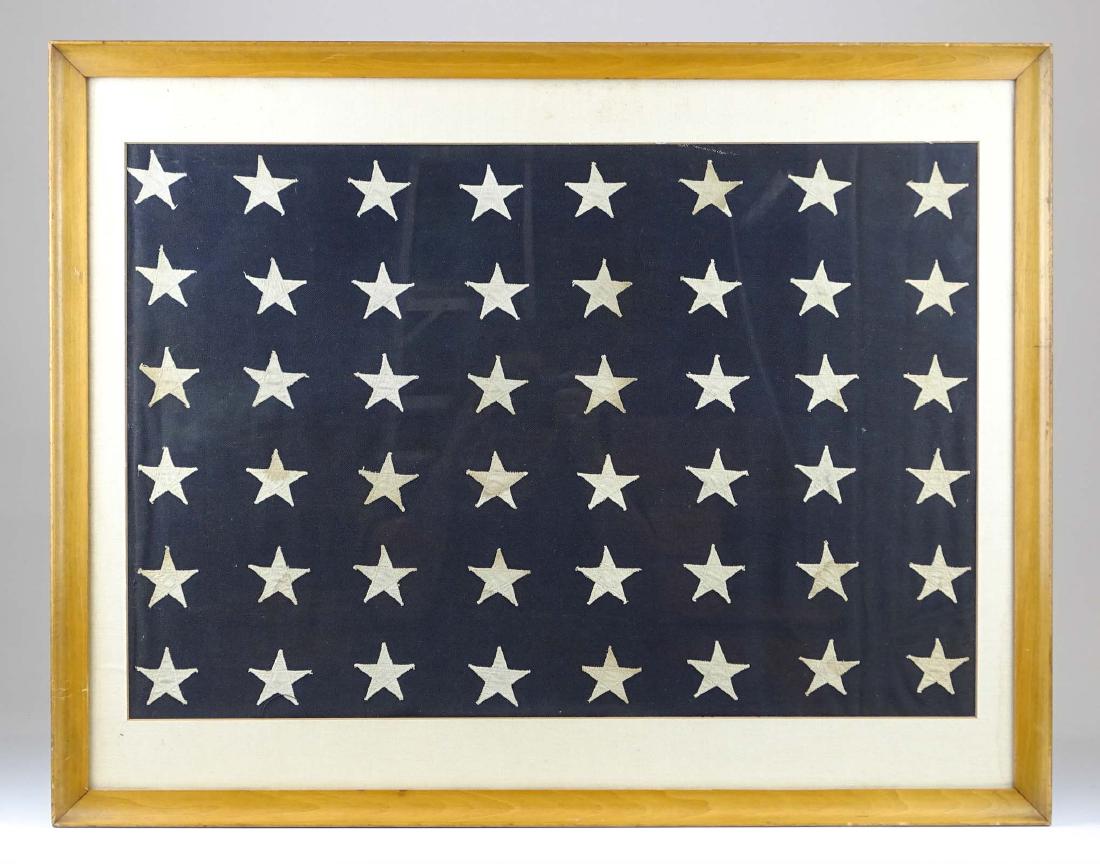 American Flag Remnant: American flag remnant (45 star). Frame overall 21 3/4" x 27 1/2".