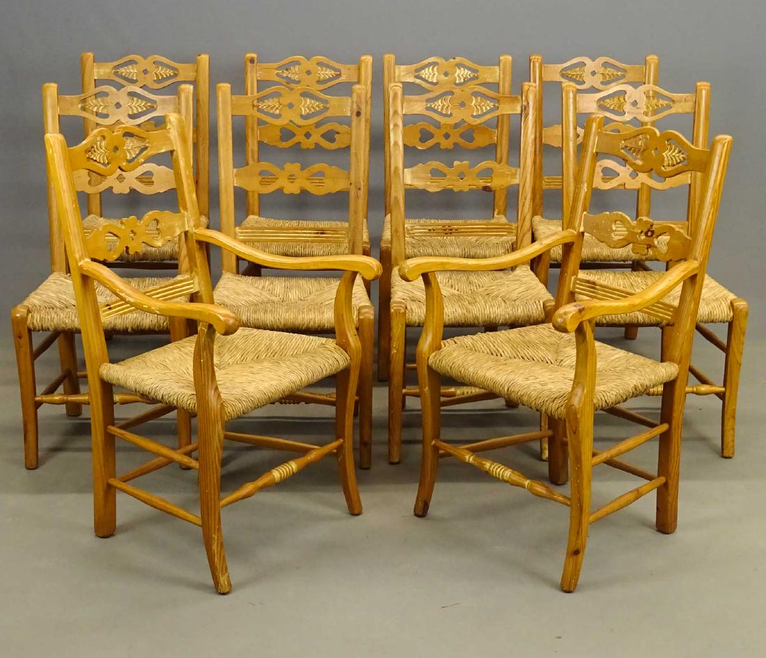 Set Of (10) Rush Seat Dining Chairs