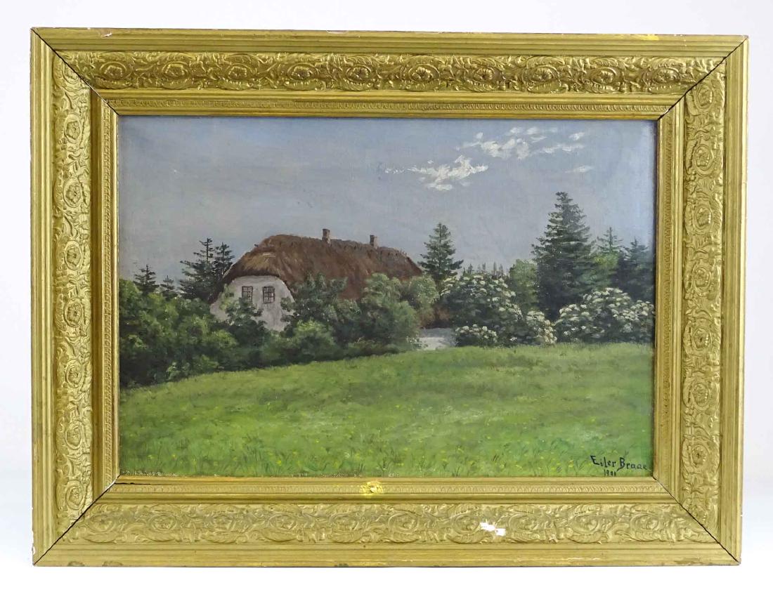 Eiler Braae (20th Century): Eiler Braee (20th Century), landscape, oil on canvas. 12" x 1/4". Dated 1901.