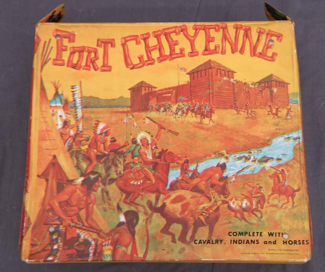 Vintage Fort Cheyenne Toy Set: Vintage Fort Cheyenne toy set. Ideal Toy Company. 15" x 13" x 5".