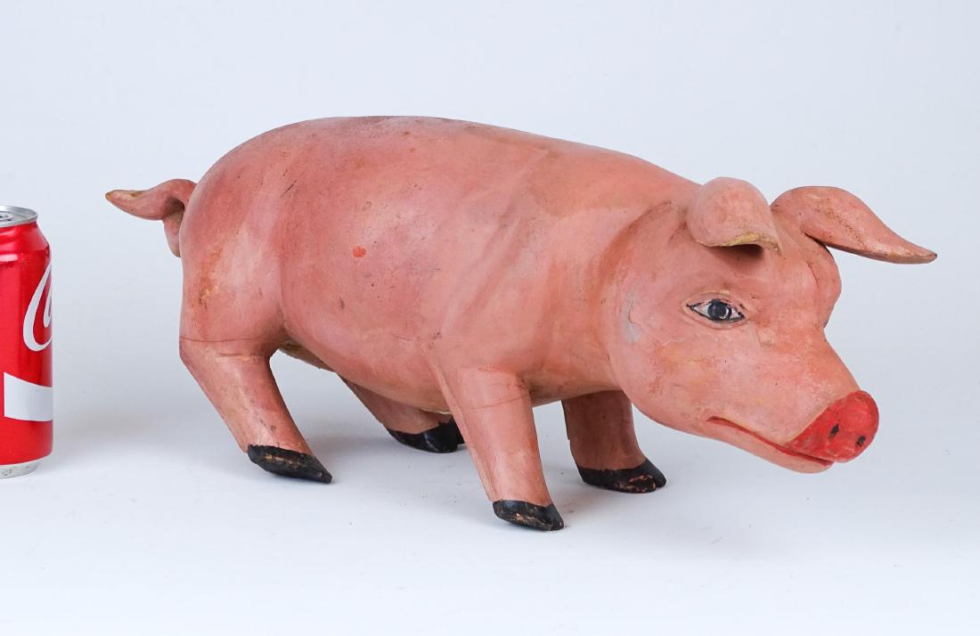 Carved Wooden Folk Art Pig
