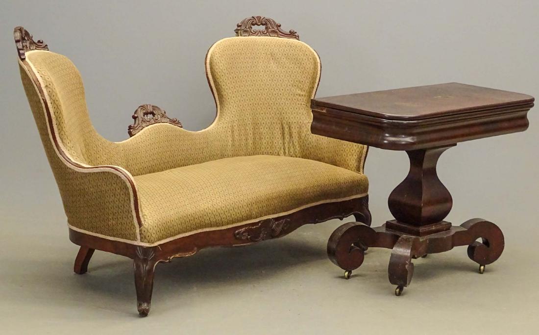 19th c. Empire Card Table & Victorian Settee (1 of 14)