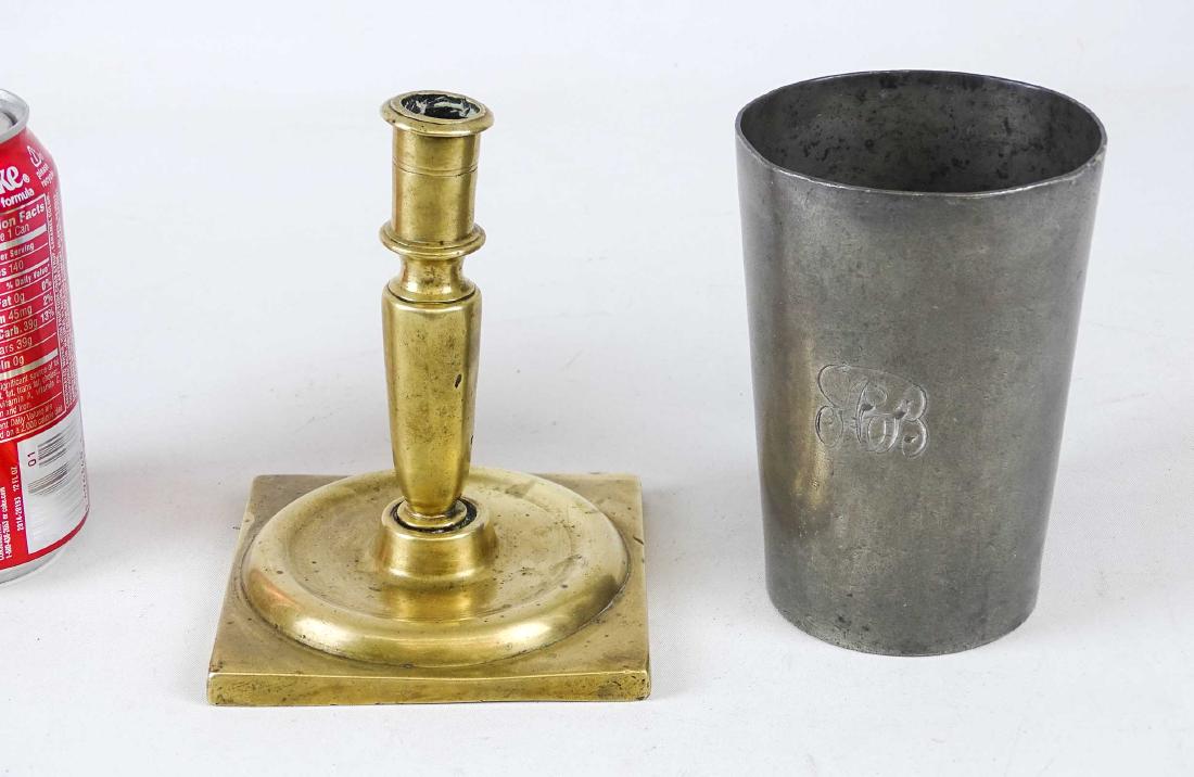 18th c. Candlestick & Pewter Cup (1 of 7)