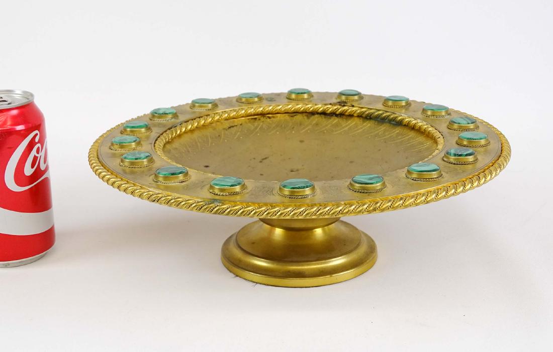 Arts & Crafts Malachite Mounted Gilt Bronze Tazza (1 of 4)