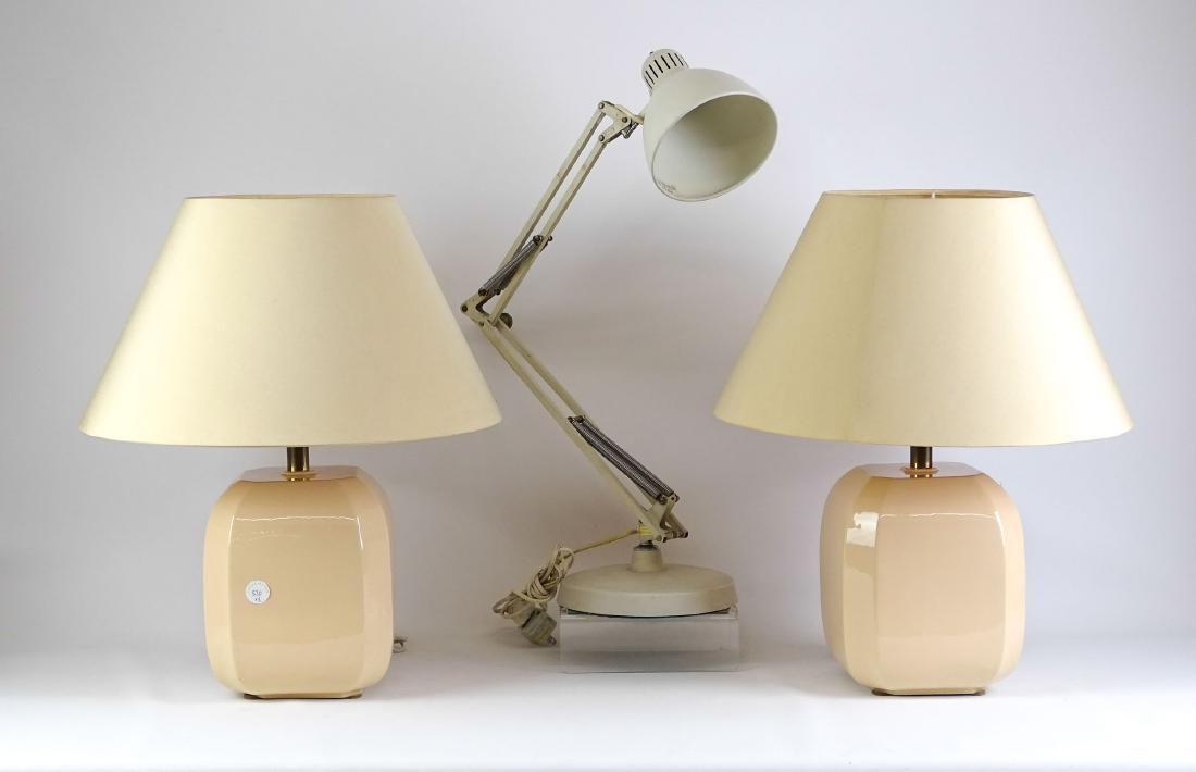 Lamp Lot: Lot including adjustable desk lamp (Naska Loris), and (2) Italian table lamps. All have European plugs.