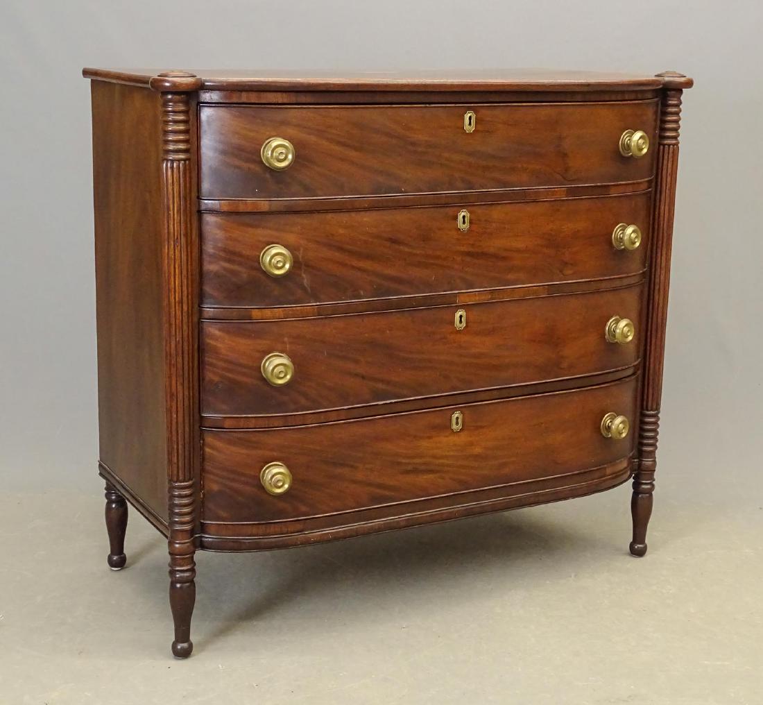 19th c. Sheraton Mahogany Bowfront Chest (1 of 7)