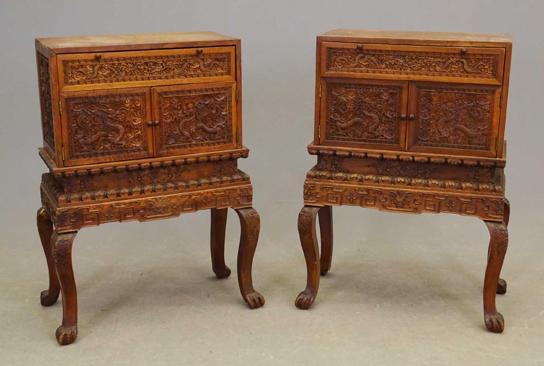 Pair Carved Asian Cabinets (1 of 11)