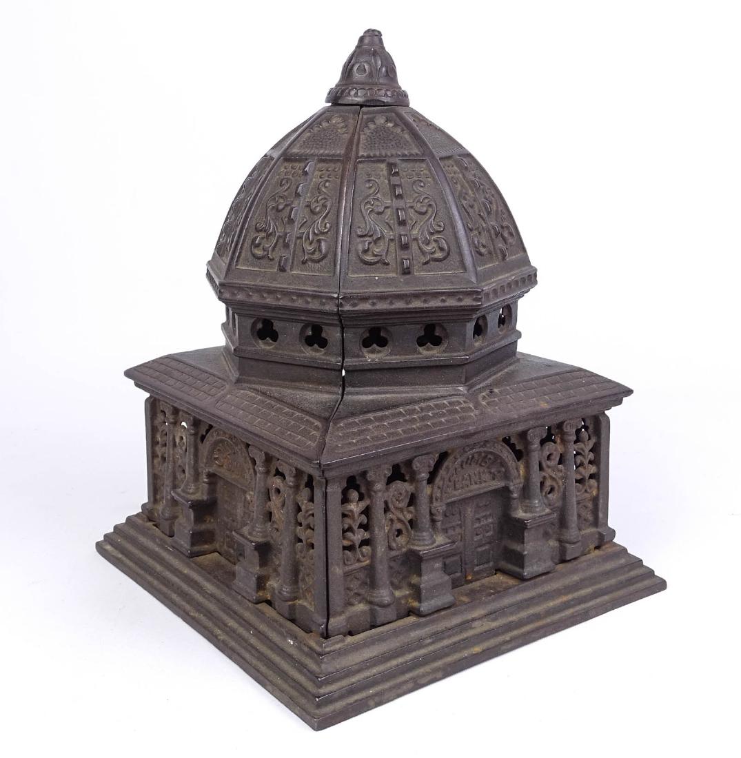 Kenton Cast Iron "COLUMBIA" Building Bank: Kenton cast iron "COLUMBIA" building bank. 7" x 7" x 10".