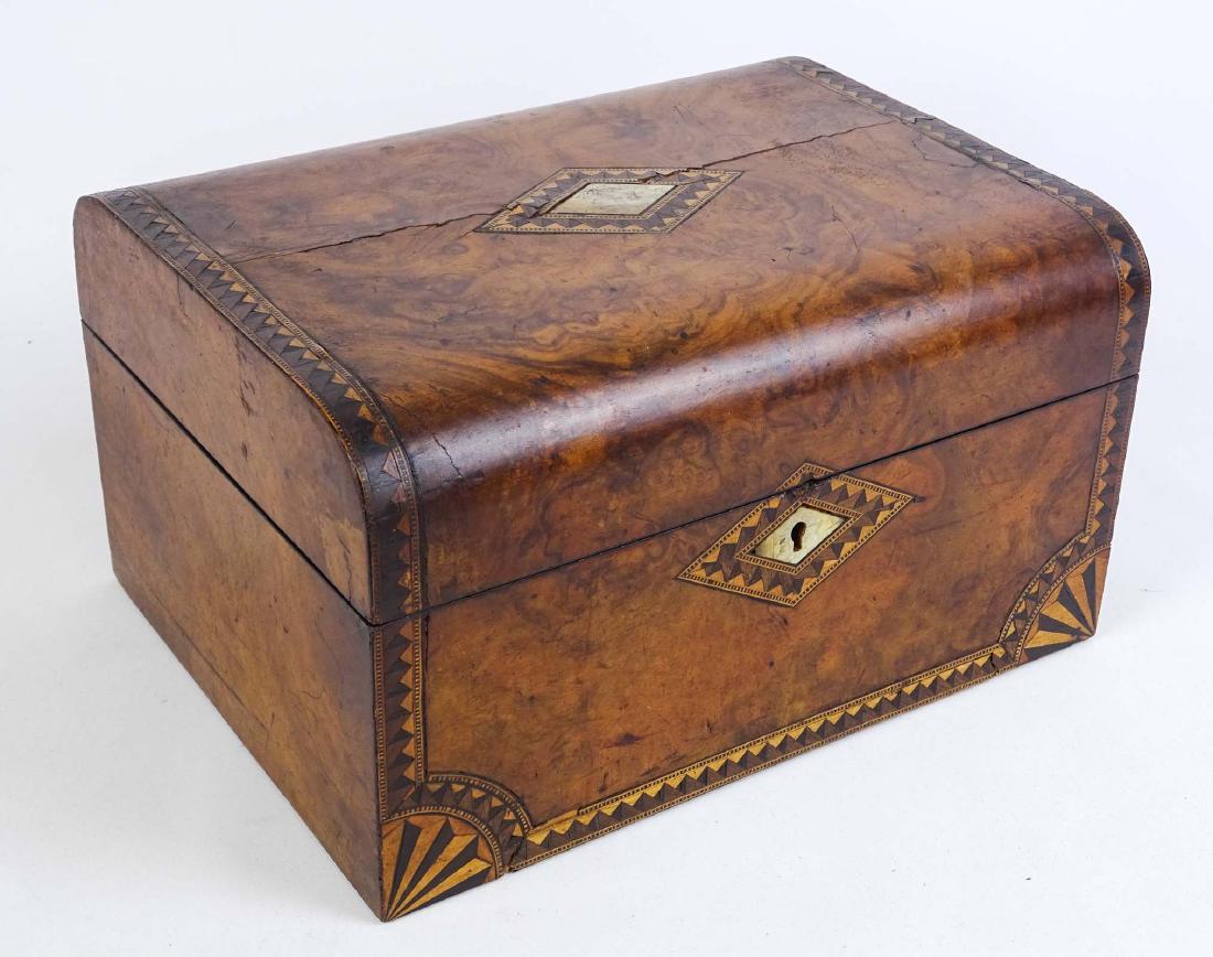 19th c. Burlwood English Sewing Box (1 of 10)