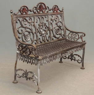 Signed John McLean Cast Irong Garden Bench: 19th c. cast iron signed John McLean N.Y. cast iron garden bench. Some minor professional repairs. 46" x 15" x 38".