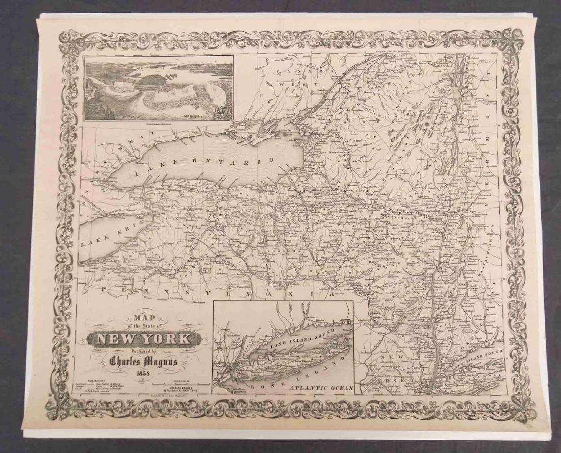 Charles Magnus New York 1854 Map: Map of the State of New York, Charles Magnus, 1854. Engraving. 21" x 26".