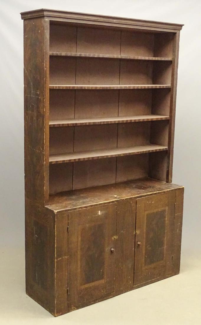 C. 1820's Grain Painted New England Cupboard (1 of 4)