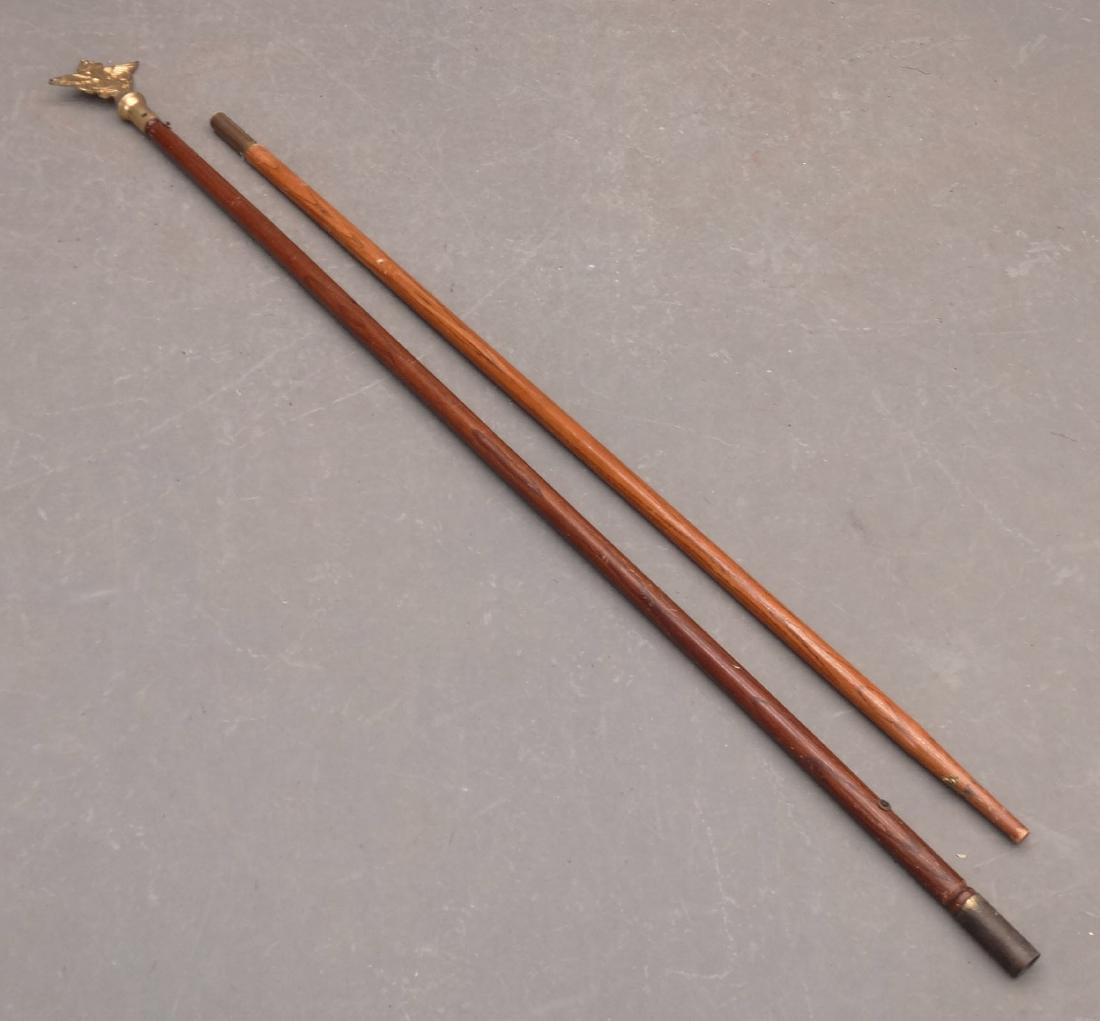 Odd Fellow Flag Pole: Odd Fellow brass and wood flag pole. 120" overall L..