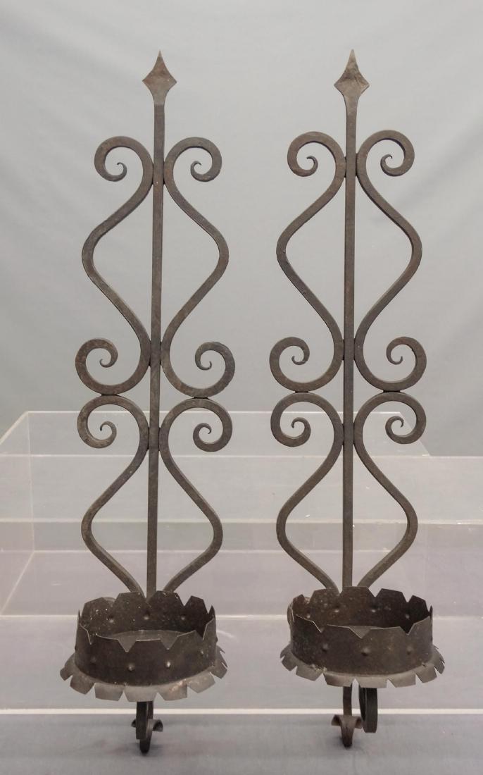 Pair Of Wrought Iron Wall Sconces (1 of 3)