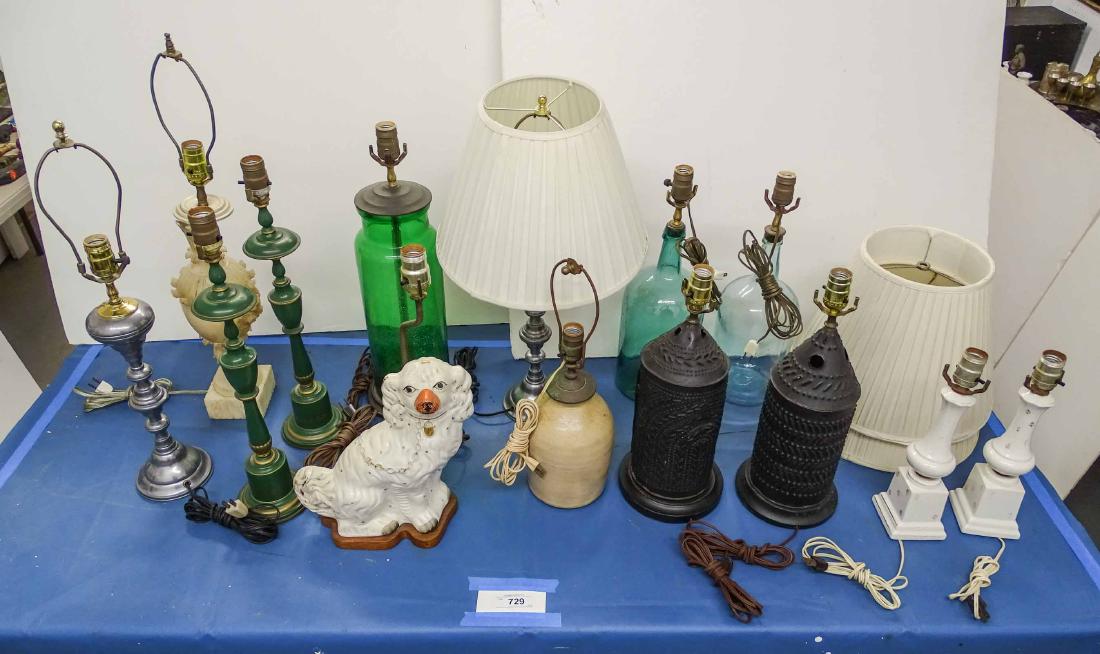 Lamp Lot: Lot (14) various lamps including Staffordshire, alabaster etc..