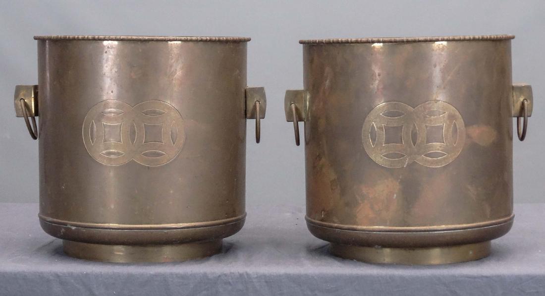 Pair Asian Brass Buckets (1 of 4)