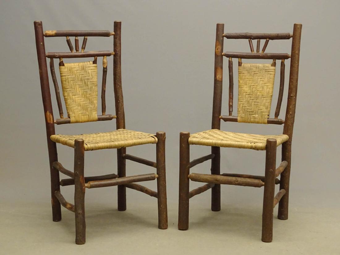 Pair Old Hickory Style Chairs (1 of 6)