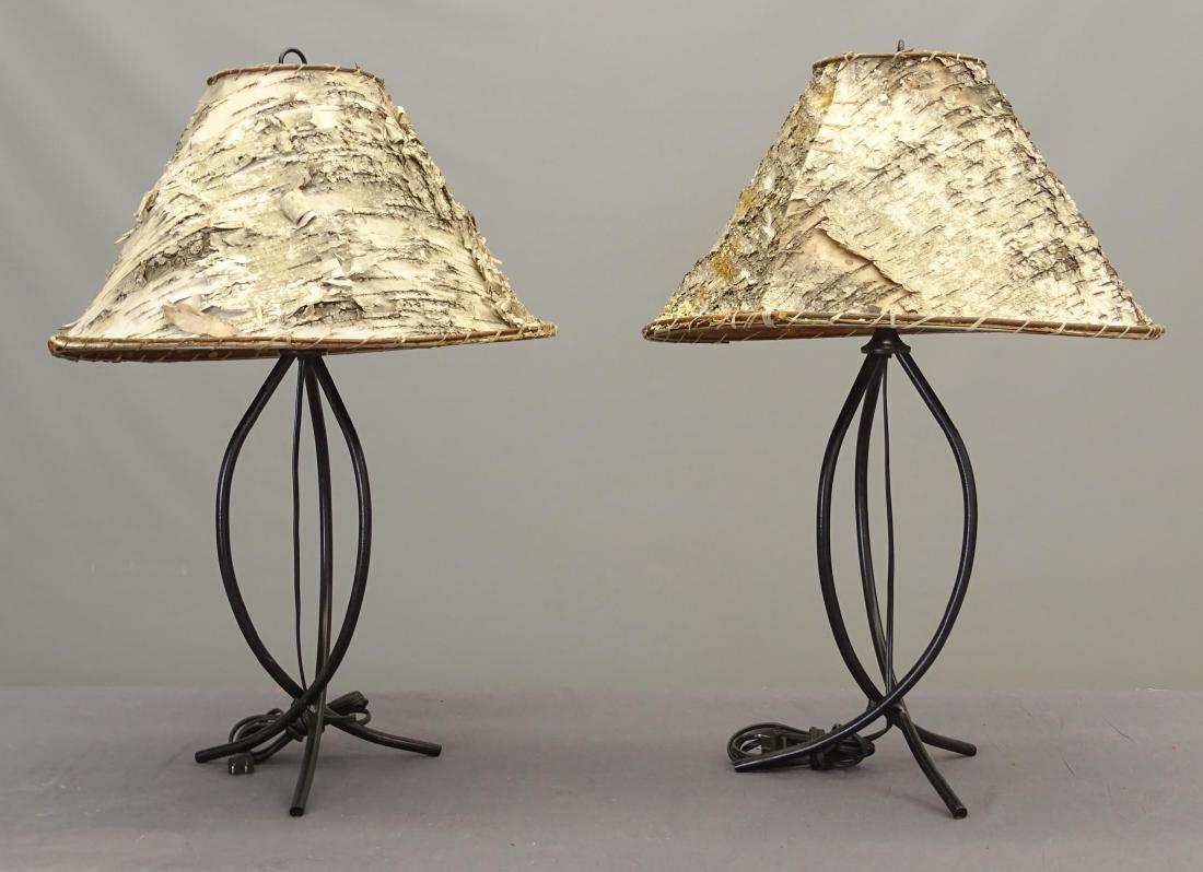 Pair Birch Bark Shade Lamps (1 of 4)